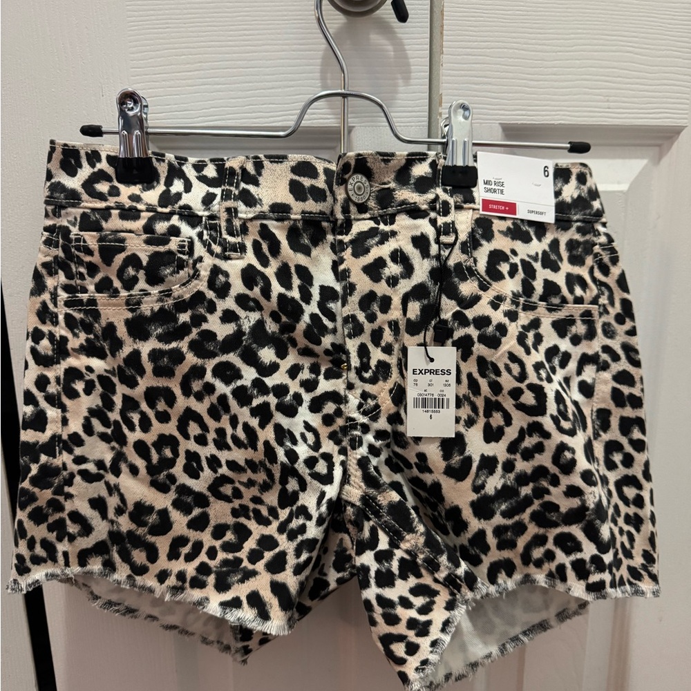 Express Animal Print Jean Shorts
